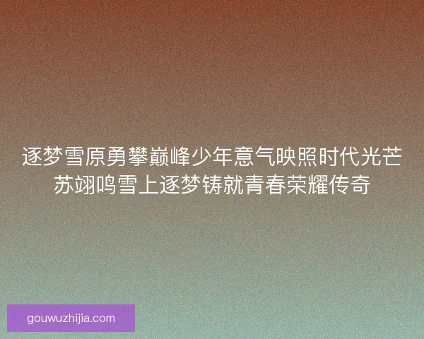 逐梦雪原勇攀巅峰少年意气映照时代光芒苏翊鸣雪上逐梦铸就青春荣耀传奇
