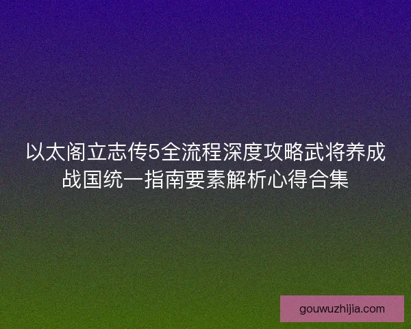 以太阁立志传5全流程深度攻略武将养成战国统一指南要素解析心得合集