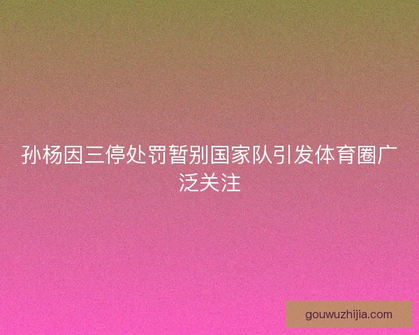 孙杨因三停处罚暂别国家队引发体育圈广泛关注